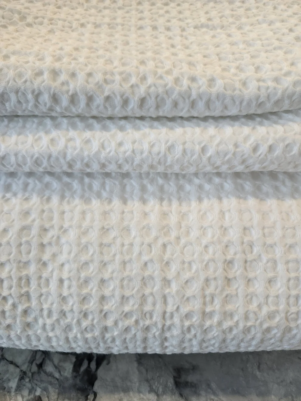 Quince Organic Cotton Waffle Duvet Cover Set White Full/Queen EUC 3 Pc